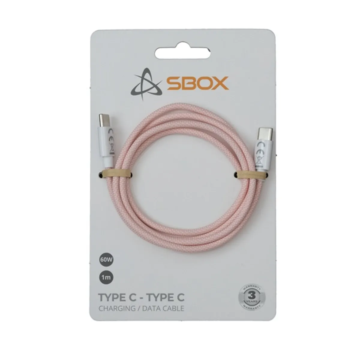 Sbox TYPE-C-1-P 1m 60W Type-C pink adat- és töltőkábel #2