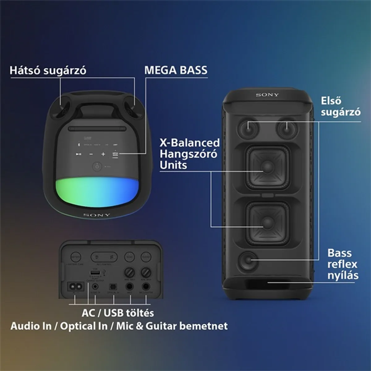 Sony SRSXV800B.CEL hordozható vezeték nélküli hangszóró #6