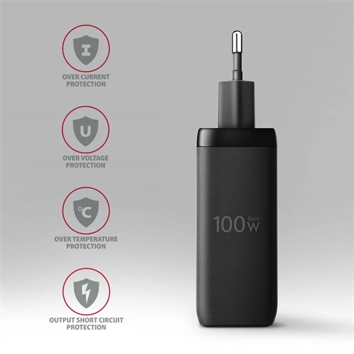 AXAGON ACU-DPQ100 3x port (USB + dual USB-C), PD3.0/QC4+/PPS/Apple 100W fekete GaN töltő #9