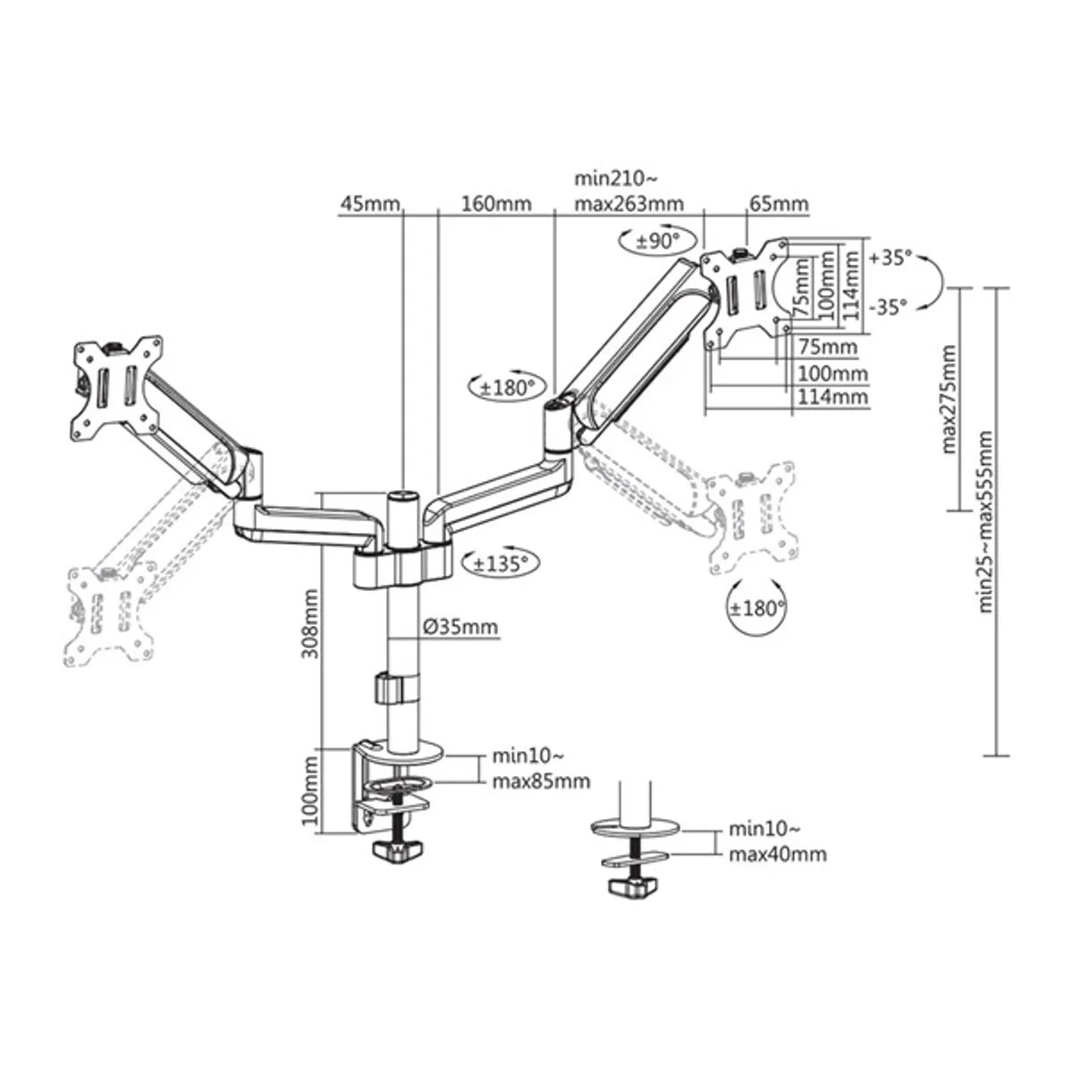 Stell SOS 2122 17"-32" kétkaros asztali monitor tartó konzol #10