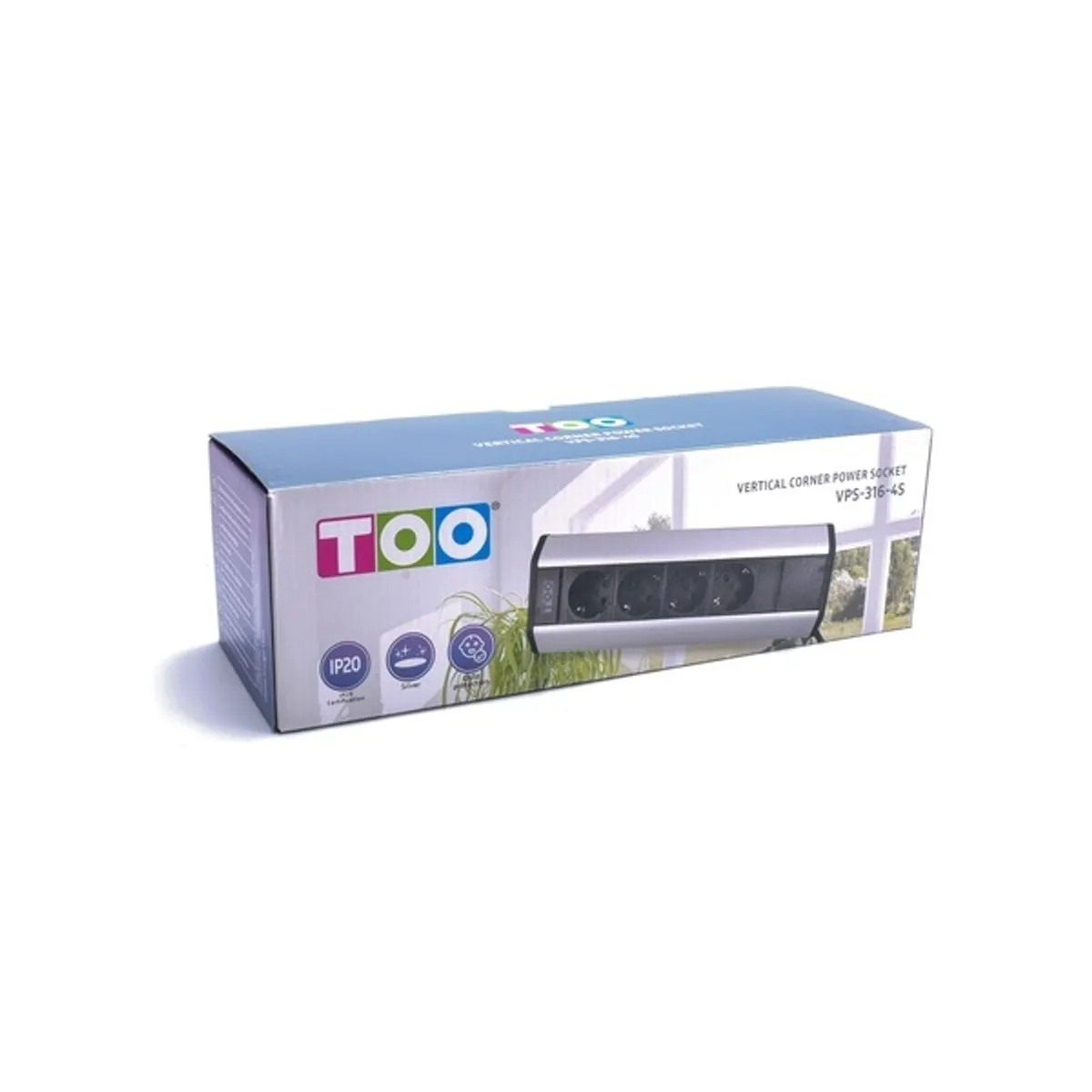 TOO VPS-316-4S IP20, 4x 2P+F, ezüst asztalra rögzíthető elosztó #7