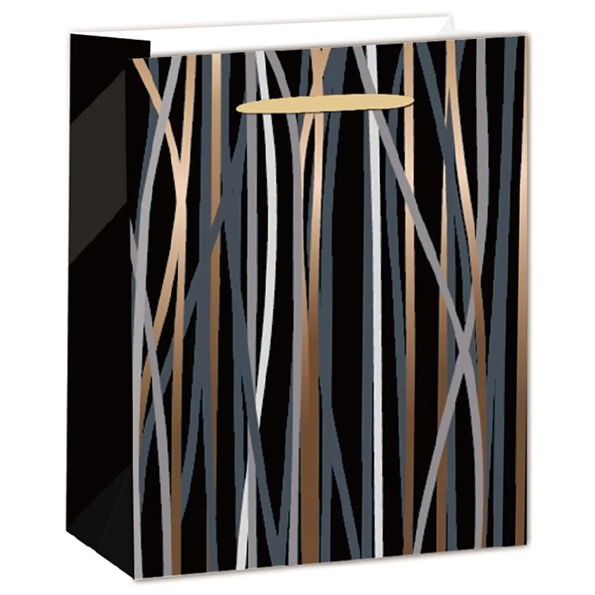 IRIS matt papírtasak fekete/bronz csíkos 11 x 14cm #1