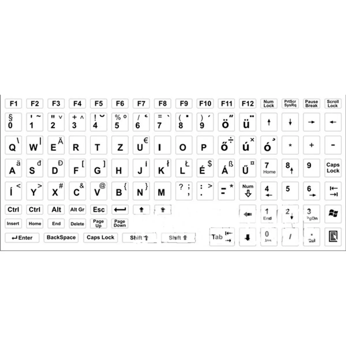 PRC fekete betű fehér alapon magyar billentyűzet matrica #1