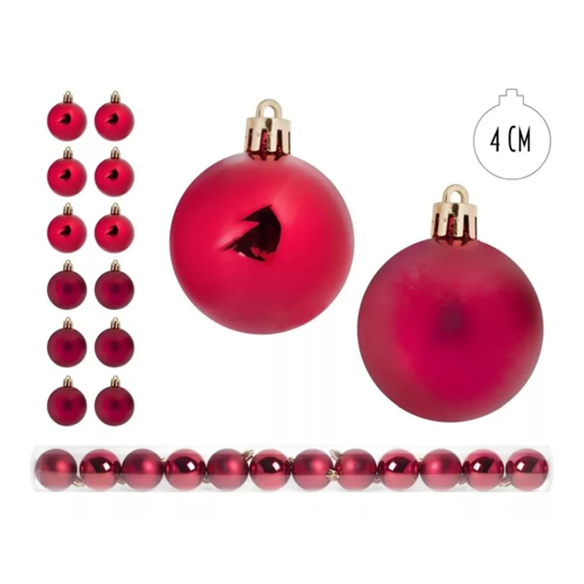 IRIS karácsonyi dísz, pvc gömb piros 12db 4cm #1