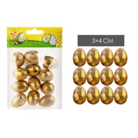 IRIS dekor tojás 12db arany színű 3x4cm