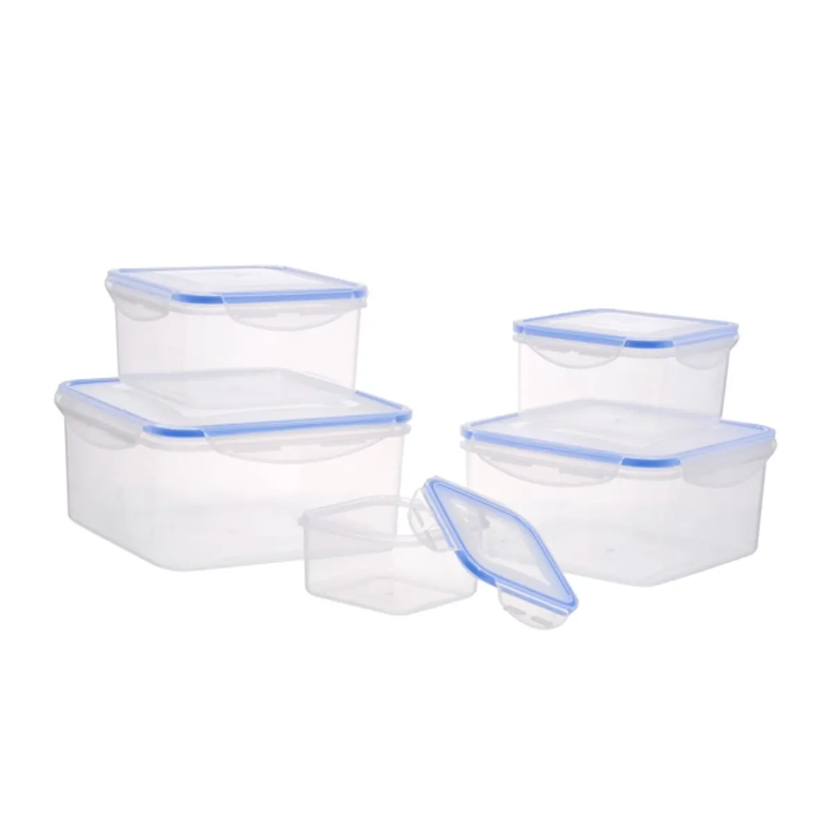 TOO KT-141 5 db-os négyzet ételtároló doboz szett 400ml+700ml+1.200ml+2.000ml+3.000ml #4