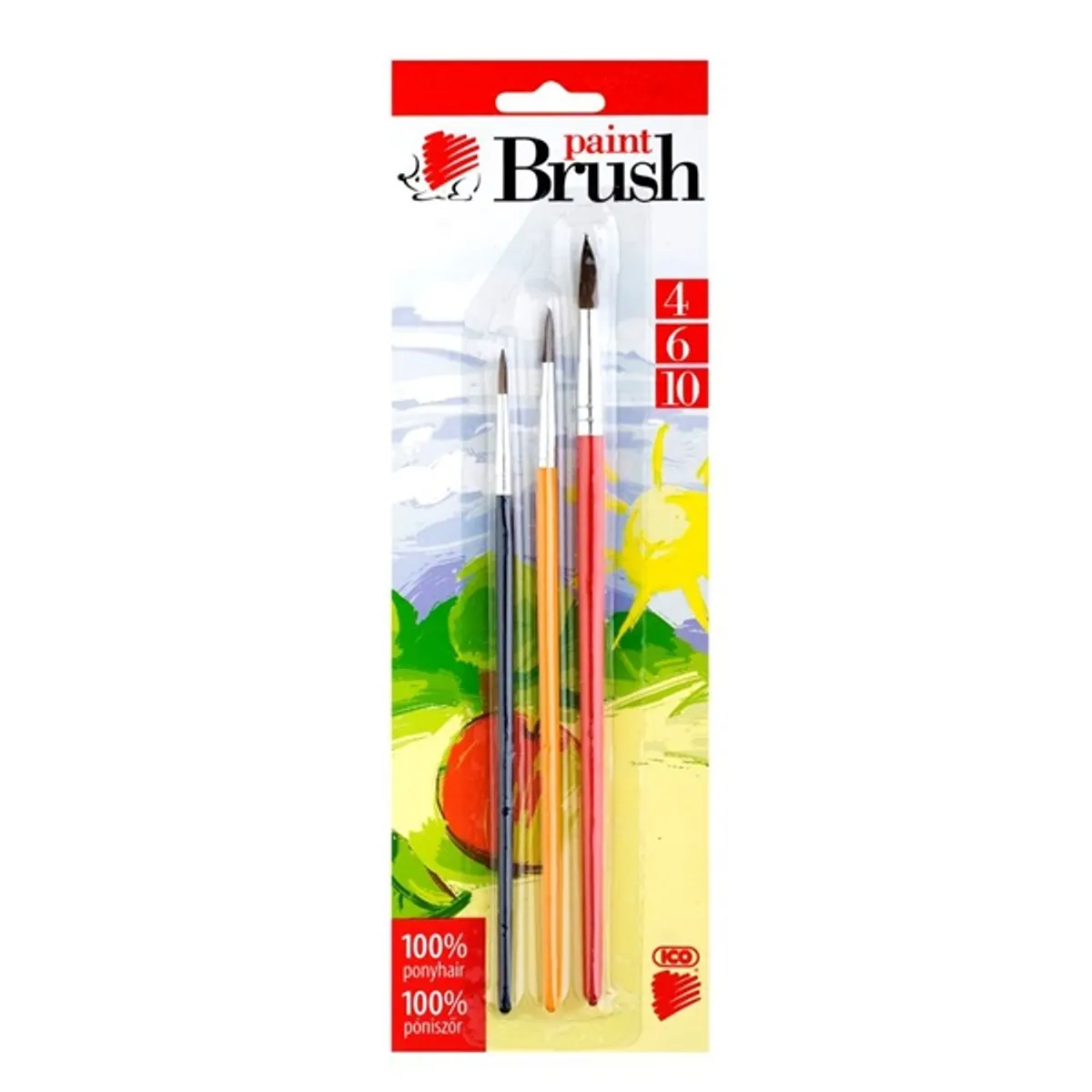 ICO Süni 4/6/10 festett fanyelű 3db-os ecsetkészlet #1