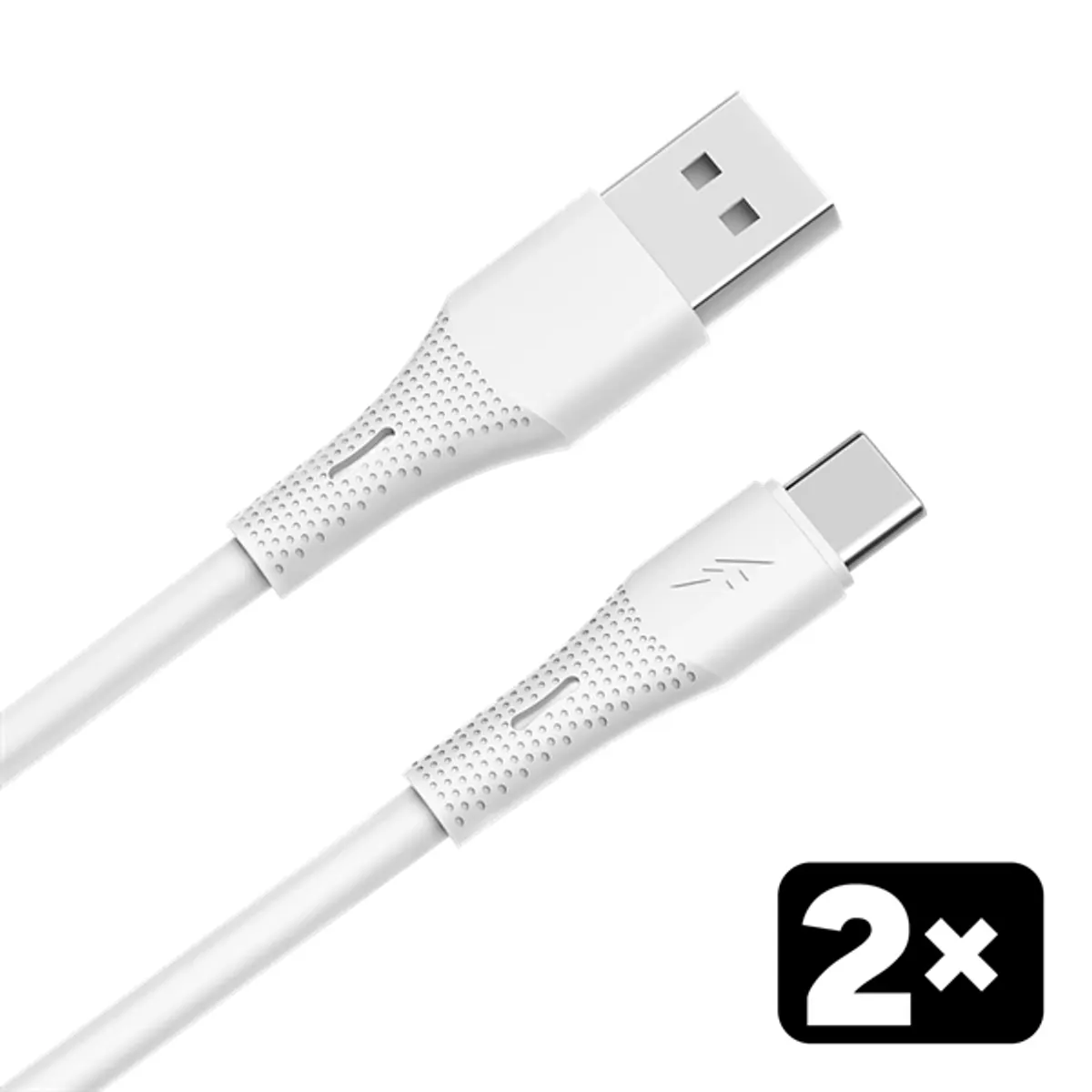 AVAX CB4301 2x 18W USB-A – USB-C gyorstöltő szilikon kábel csomag, 1.5 m, fehér #1