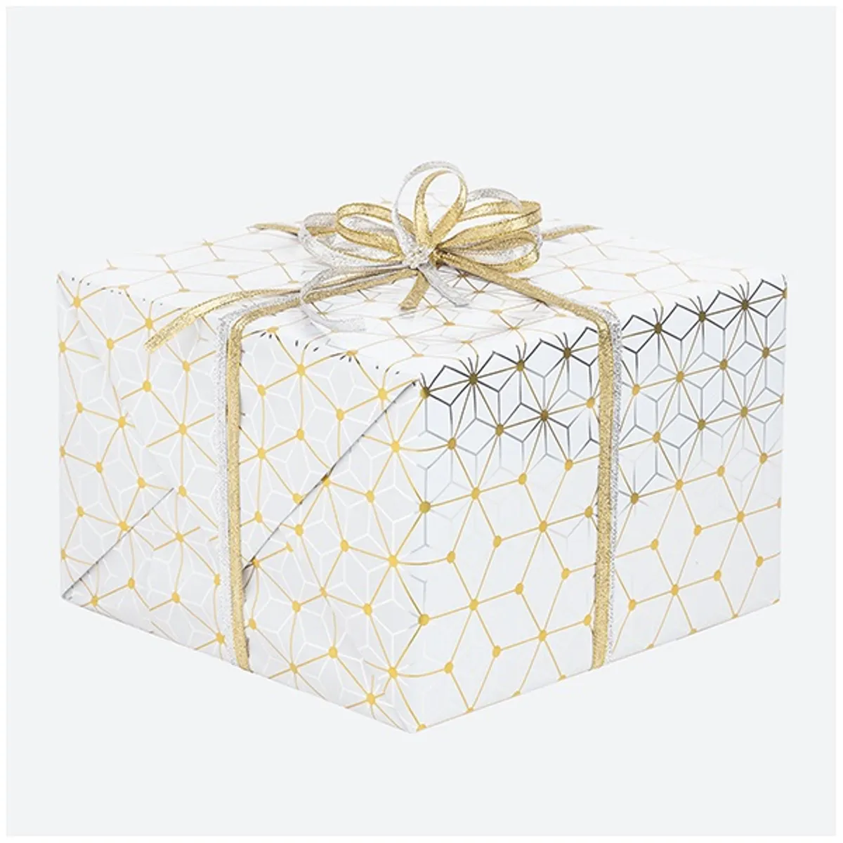 IRIS tekercses csomagoló fényes papír, henger, arany/ezüst, különböző mintákkal, 200x70cm, 60g/m2 #5