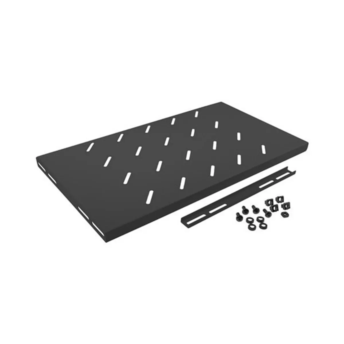 Lanberg AK-1001-B 19" 1U MÉLY:270mm MAX:120kg fix fekete polc 4 ponton rögzített csavarral #2