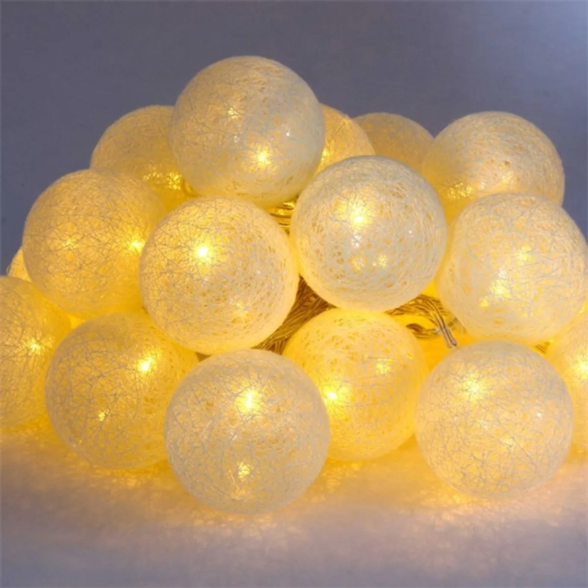 Iris Gömb alakú 6cm/színes fonott/3m/meleg fehér/20db LED-es/USB-s fényfüzér, fénydekoráció #2