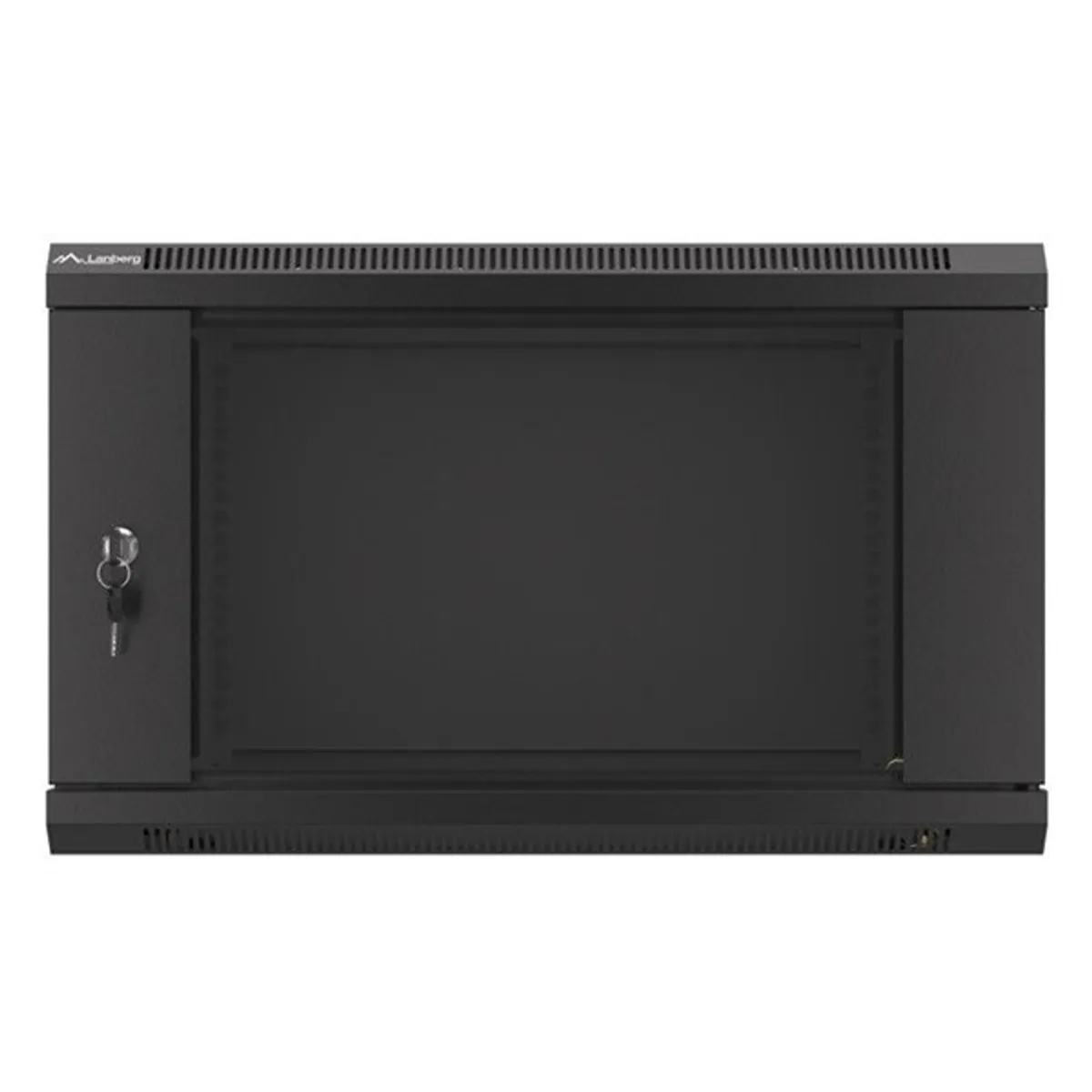 Lanberg WF01-6406-10B 19" 6U SZÉL:600mm MÉLY:450mm MAG:379mm lapraszerelt üvegajtós fekete fali rack szekrény #1