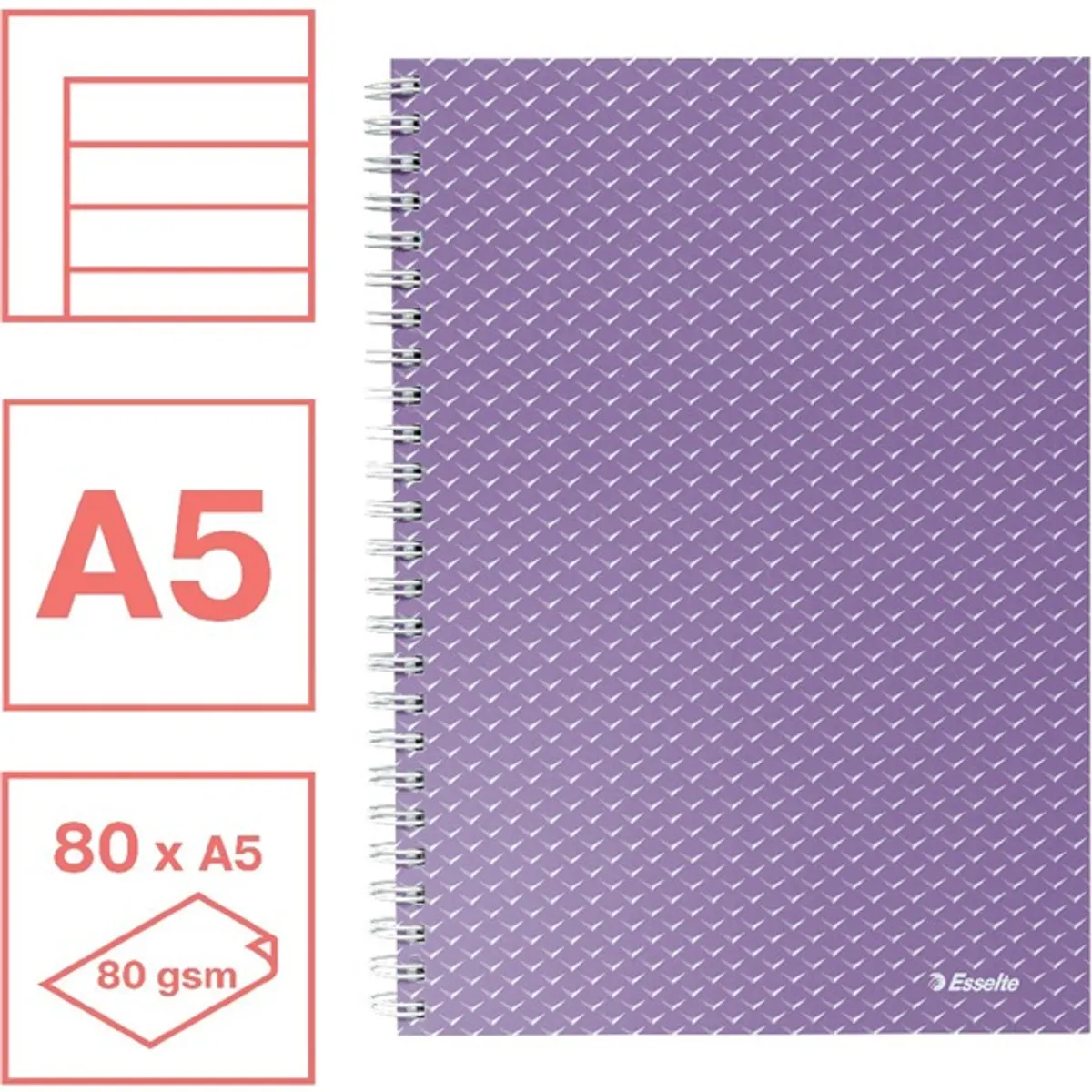 Esselte ColourBreeze A5 vonalas levendula spirálfüzet #2