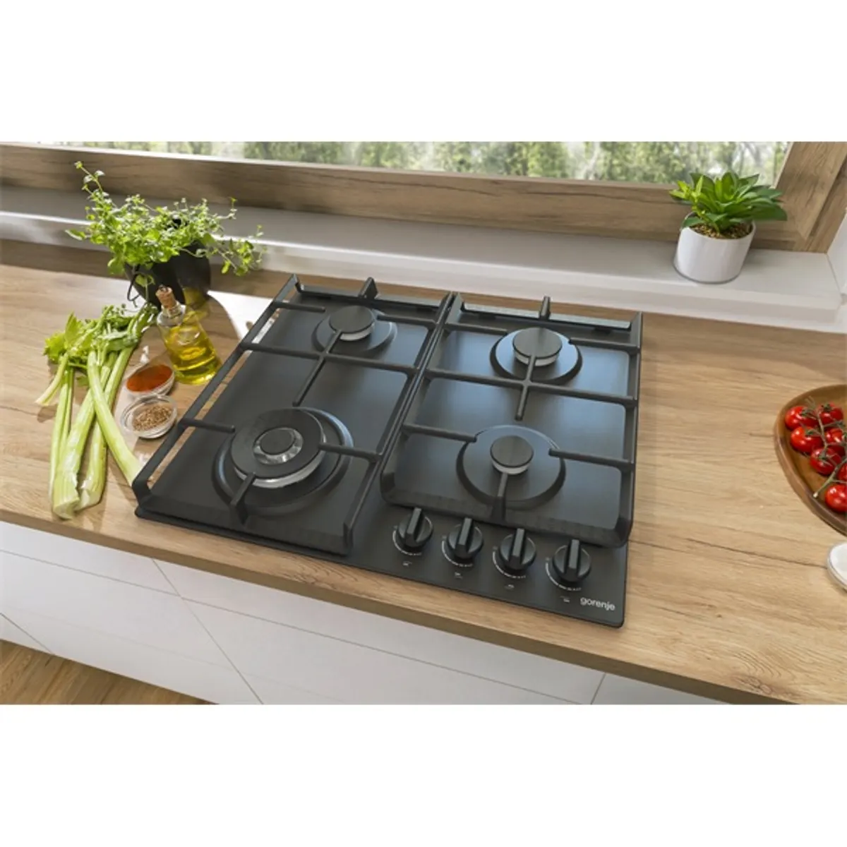 Gorenje GW641BFB fekete, beépíthető, gáz, főzőzóna: 3 +1 wok égőfej, beépíthető méret: 56cm, főzőlap #3