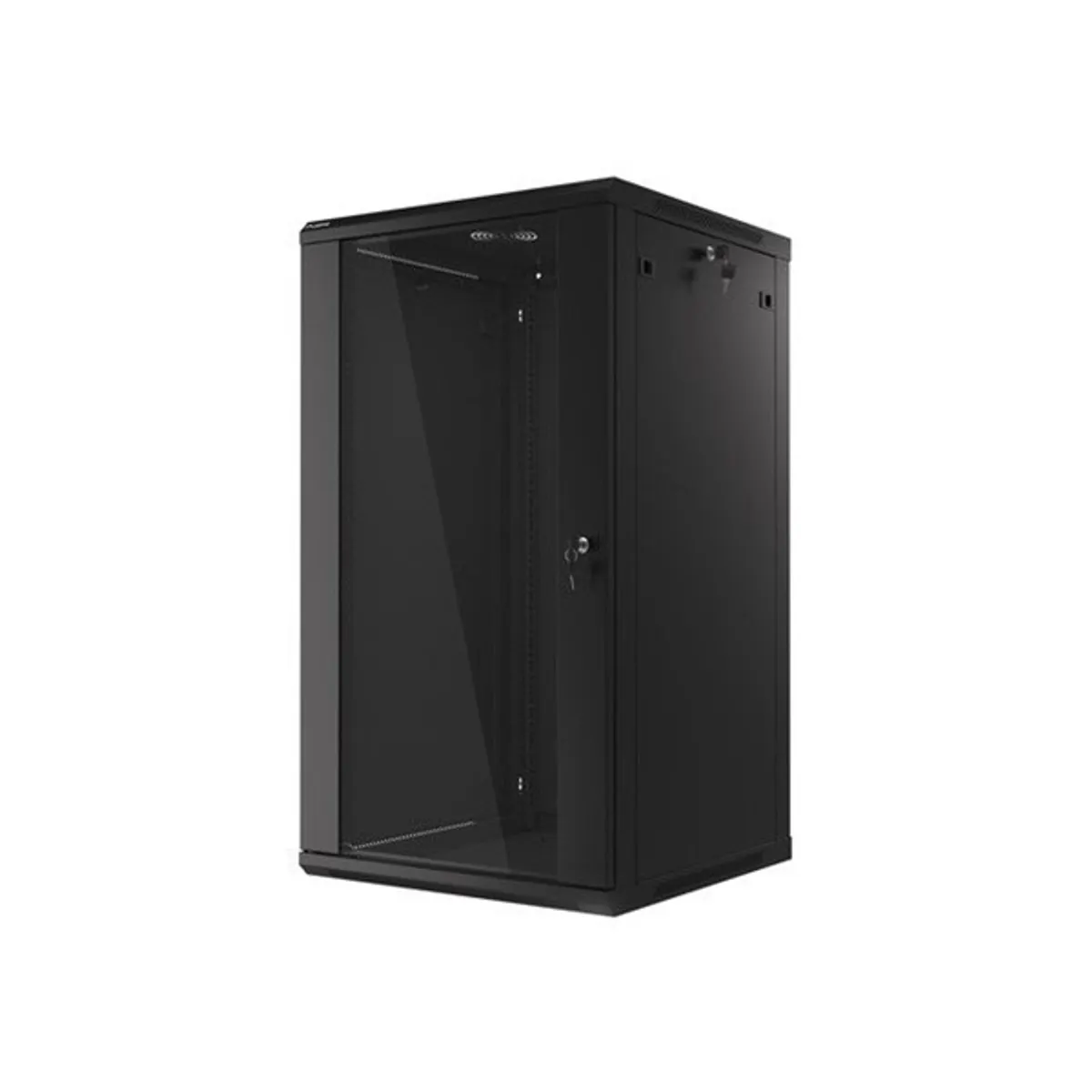 Lanberg WF01-6622-10B 19" 22U SZÉL:600mm MÉLY:600mm MAG:1085mm lapraszerelt üvegajtós fekete fali rack szekrény #3