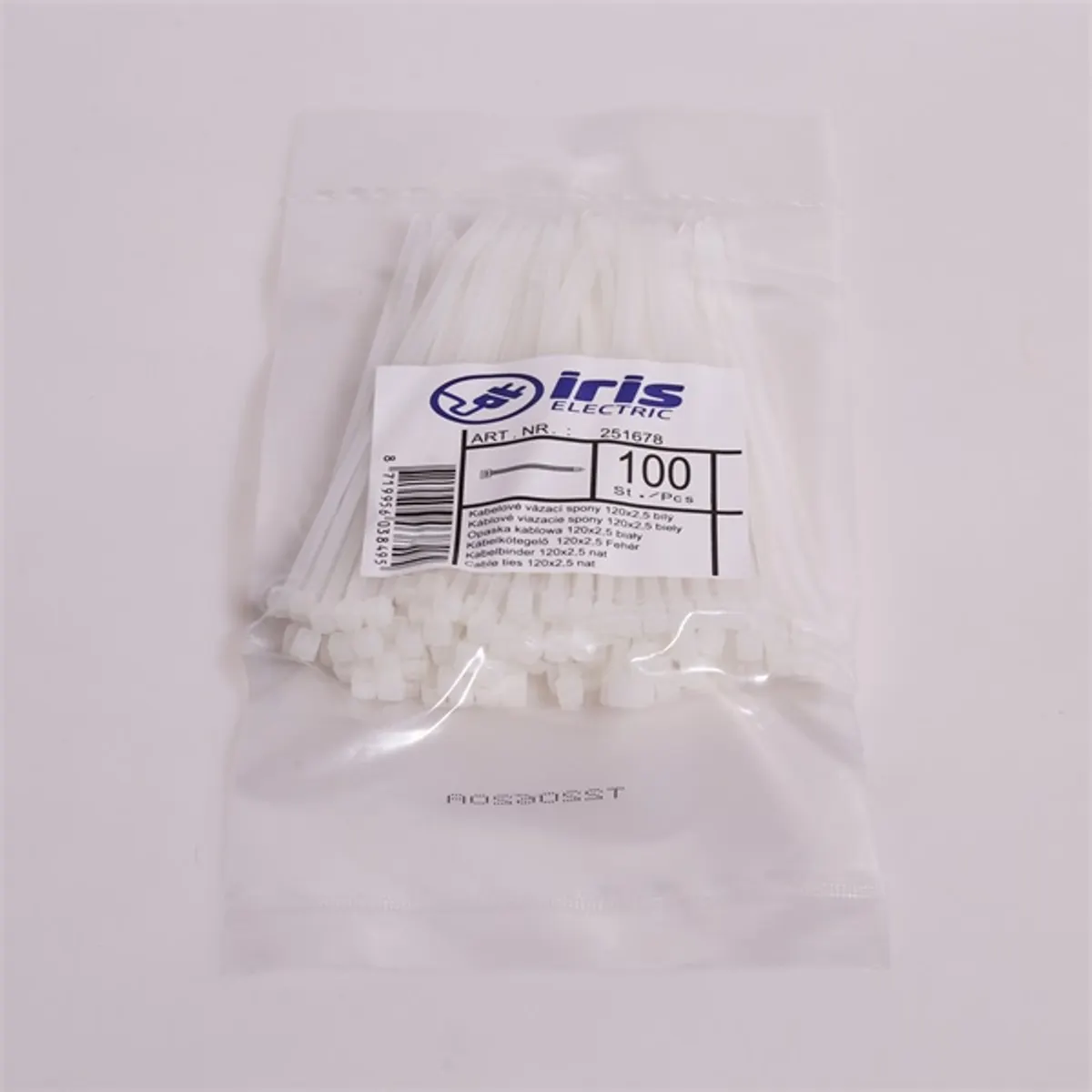 Iris Electric 100 db natúr 120x2,5mm kábelkötegelő, gyorskötöző, kötegelő #3