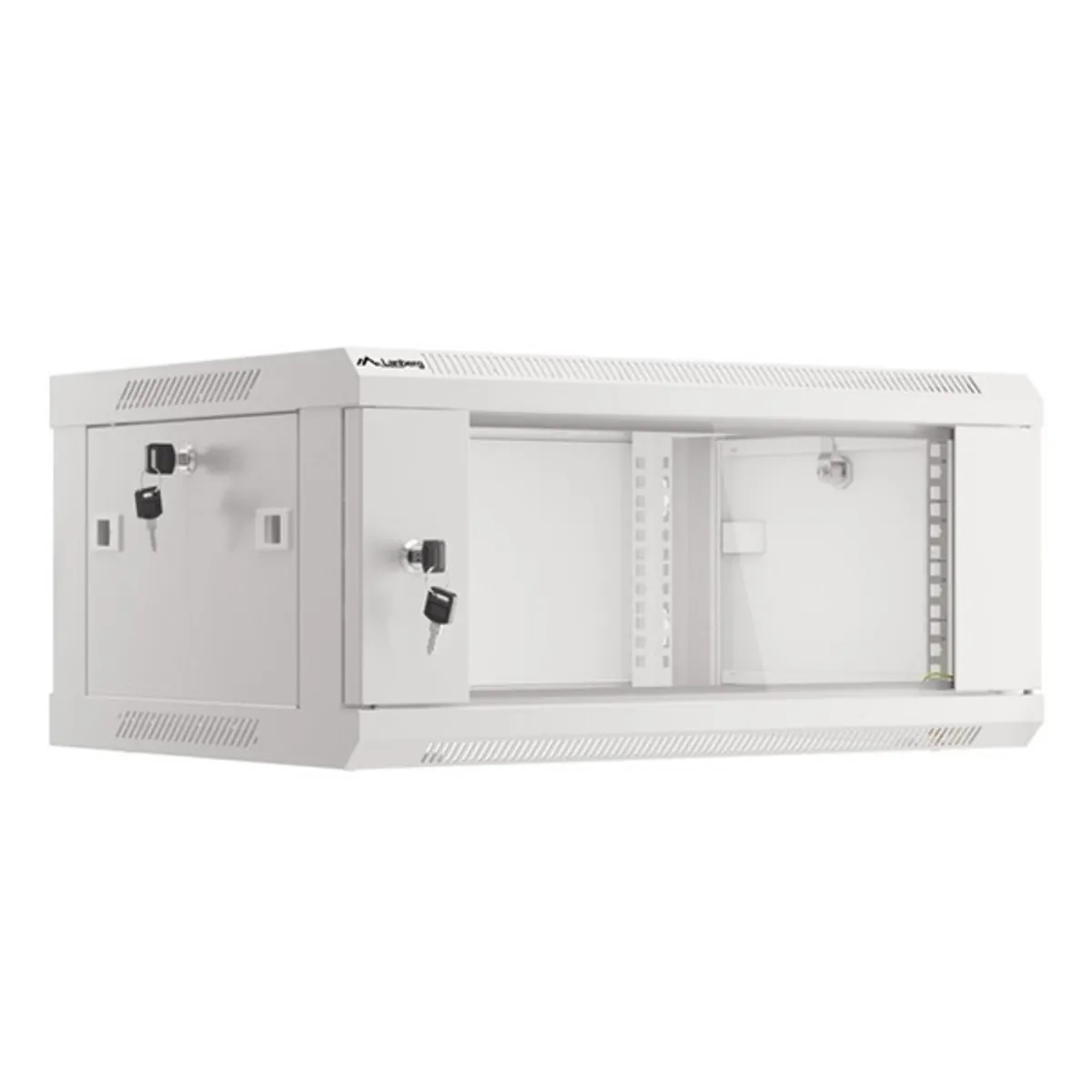Lanberg WF01-6404-10S 19" 4U SZÉL:600mm MÉLY:450mm MAG:290mm lapraszerelt üvegajtós szürke fali rack szekrény #1