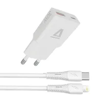 AVAX CH6414 30W GaN töltő és USB-C–Lightning szilikon kábel, fehér