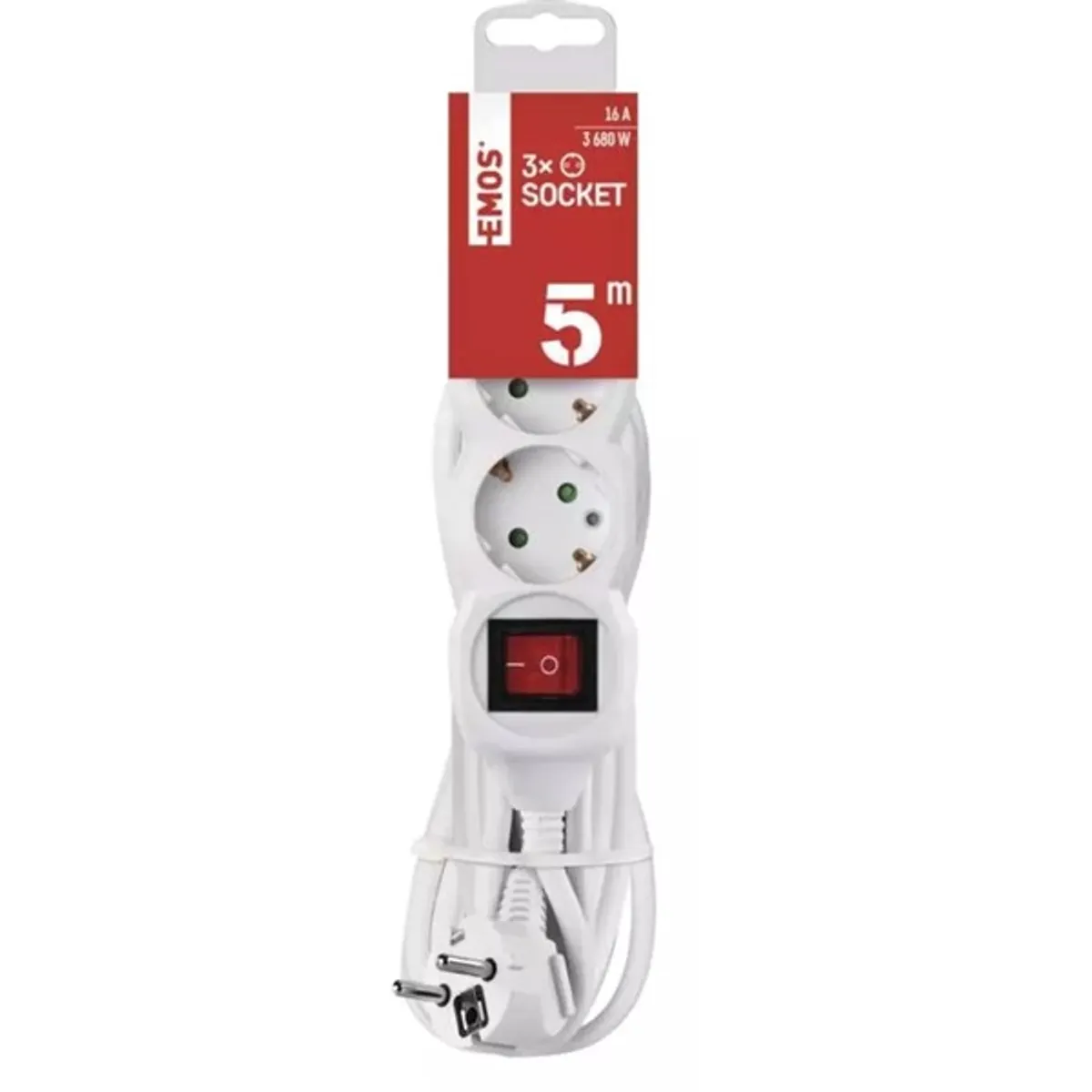 Emos P1325R 3 aljzat 5méter 1,5mm2 kapcsolós hosszabbító #2