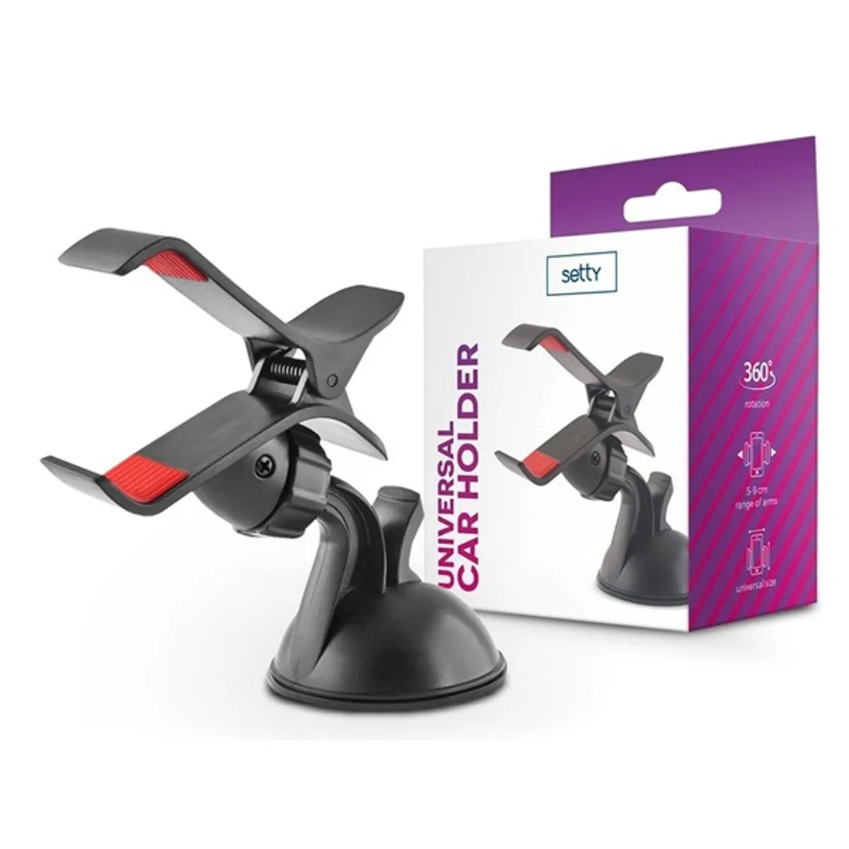 Setty TF-0056 univerzális műszerfalra/szélvédőre helyezhető fekete autós telefon tartó #2