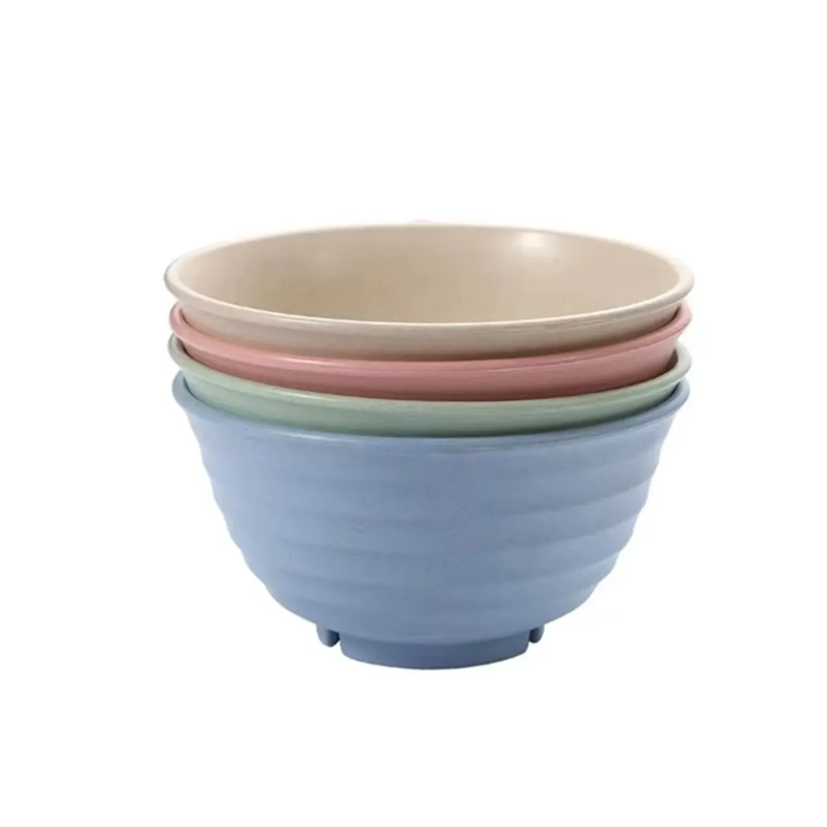 TOO KT-106 5db-os vegyes színekben búzaszalma műanyag tál szett, 17×9 cm #2