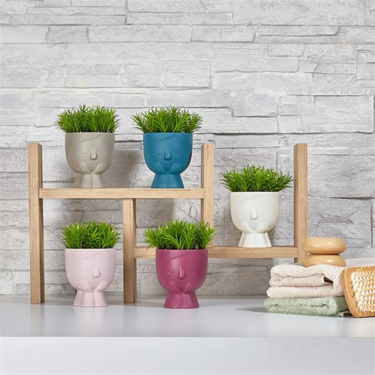 IRIS E5738 fej alakú dekoráció művirággal cserépben 9x14cm #1