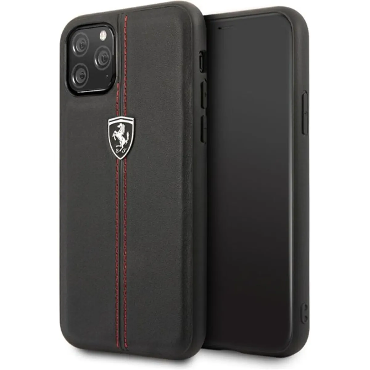 FERRARI GEN iPhone 11 Pro Max függőlegesen csíkozott fekete kemény bőrtok #1