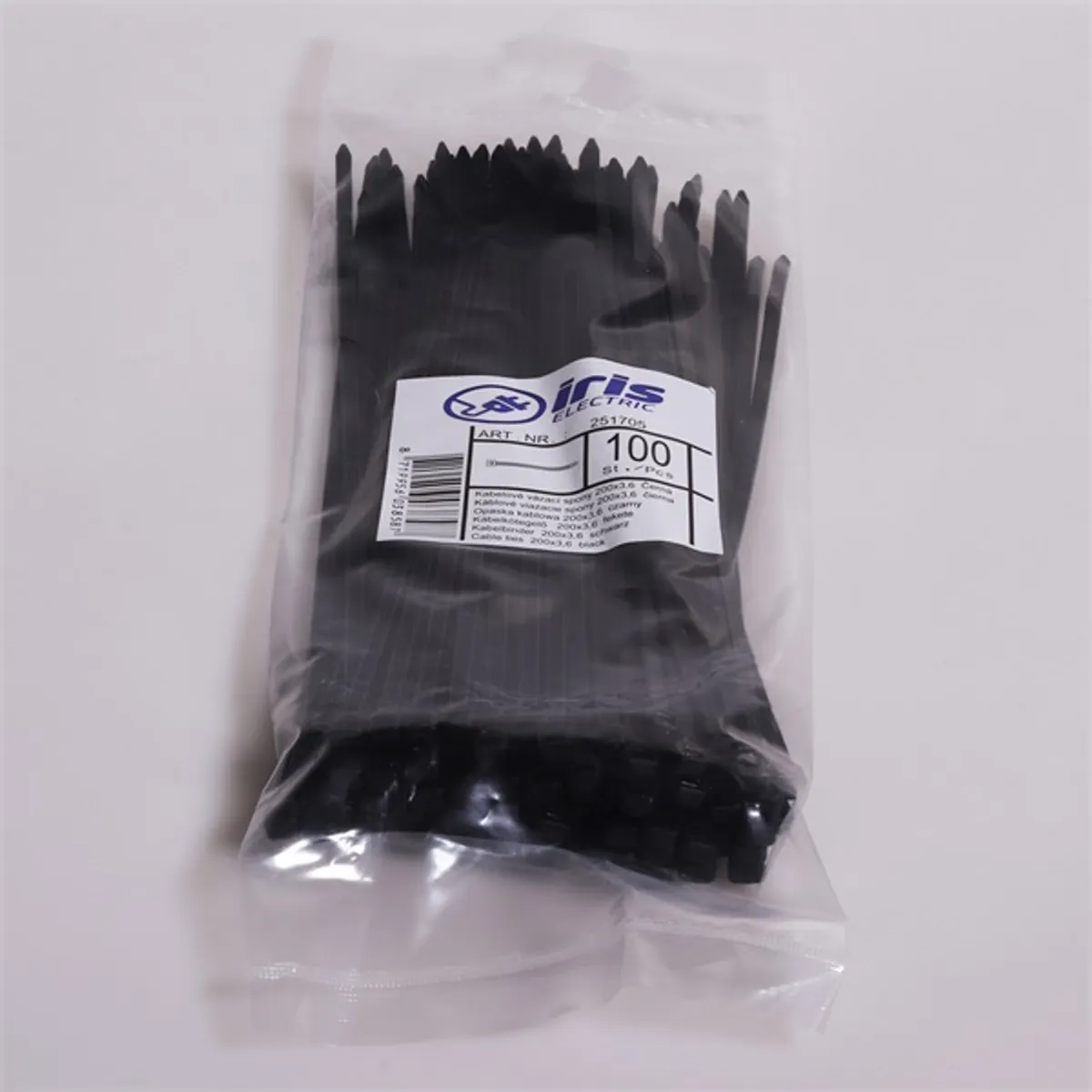 Iris Electric 100 db fekete 300x3,6mm kábelkötegelő, gyorskötöző, kötegelő, UV álló #3