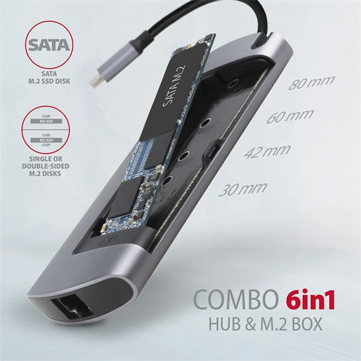 Axagon HMC-6M2 SUPERSPEED USB-C COMBO ezüstfekete  6IN1 HUB #3