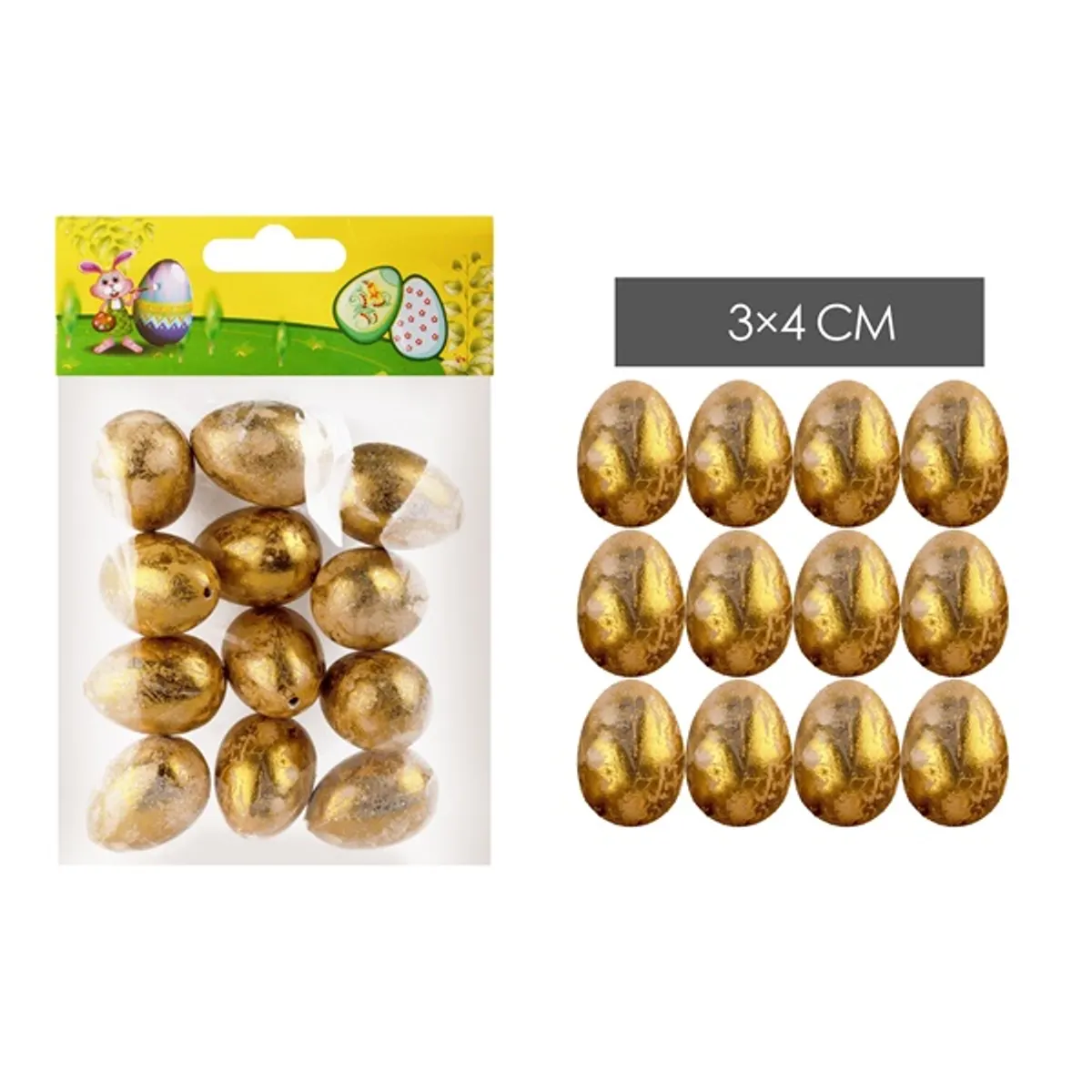 IRIS dekor tojás 12db arany színű 3x4cm #1