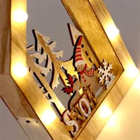 Iris Karácsonyi ház alakú Télapó-rénszarvas mintás/20x30x5,5cm/meleg fehér LED-es fa fénydekoráció #2