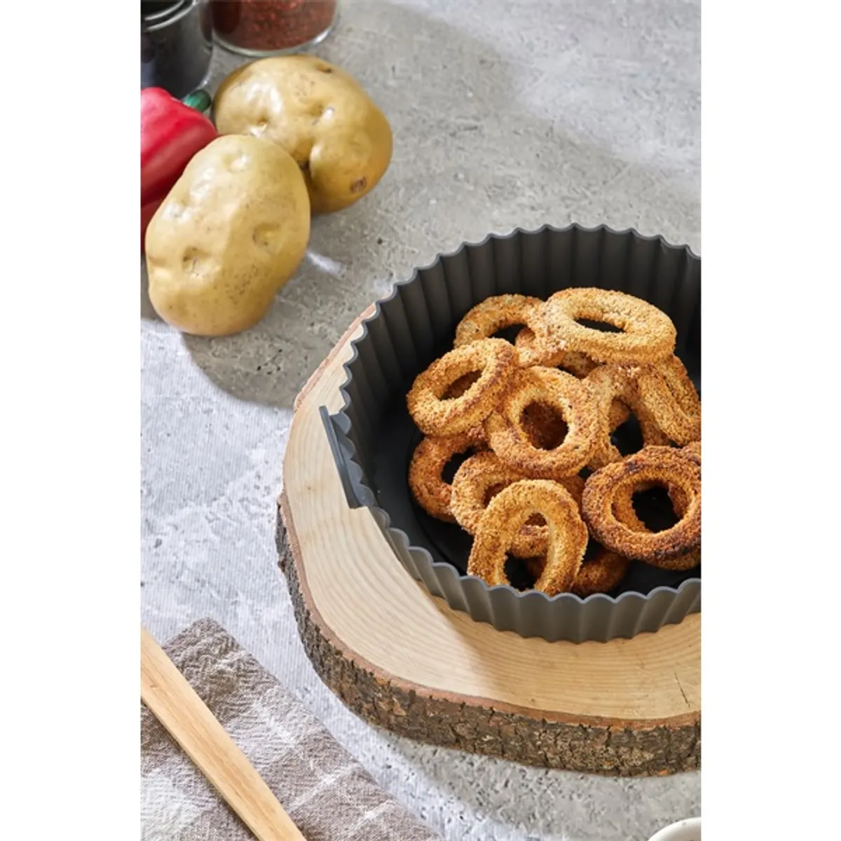 TOO kerek szilikon forma forrólevegős sütőhöz (air fryer) 20cm átmérő 5cm magasság, szürke, fekete vagy piros SL-3250 #7