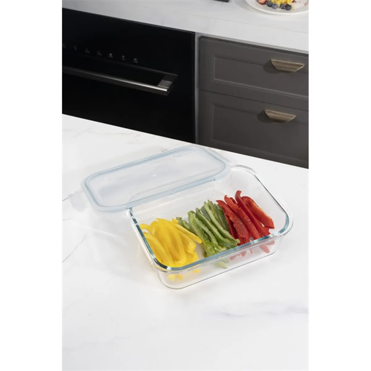 TOO KT-84 üveg 1520 ml-es hőálló téglalap alakú ételtároló csatolható műanyag tetővel #1