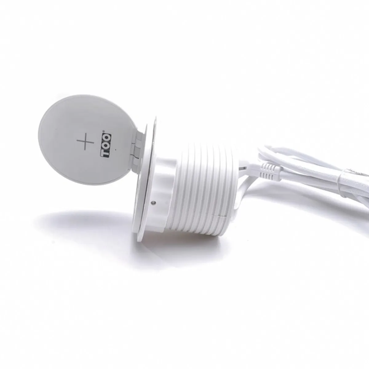 TOO GPS-104-1W IP20,1x 2P+F,USB-A,Type-C,Qi- töltés,kábelkiv., fehér asztalba süllyeszthető elosztó #4