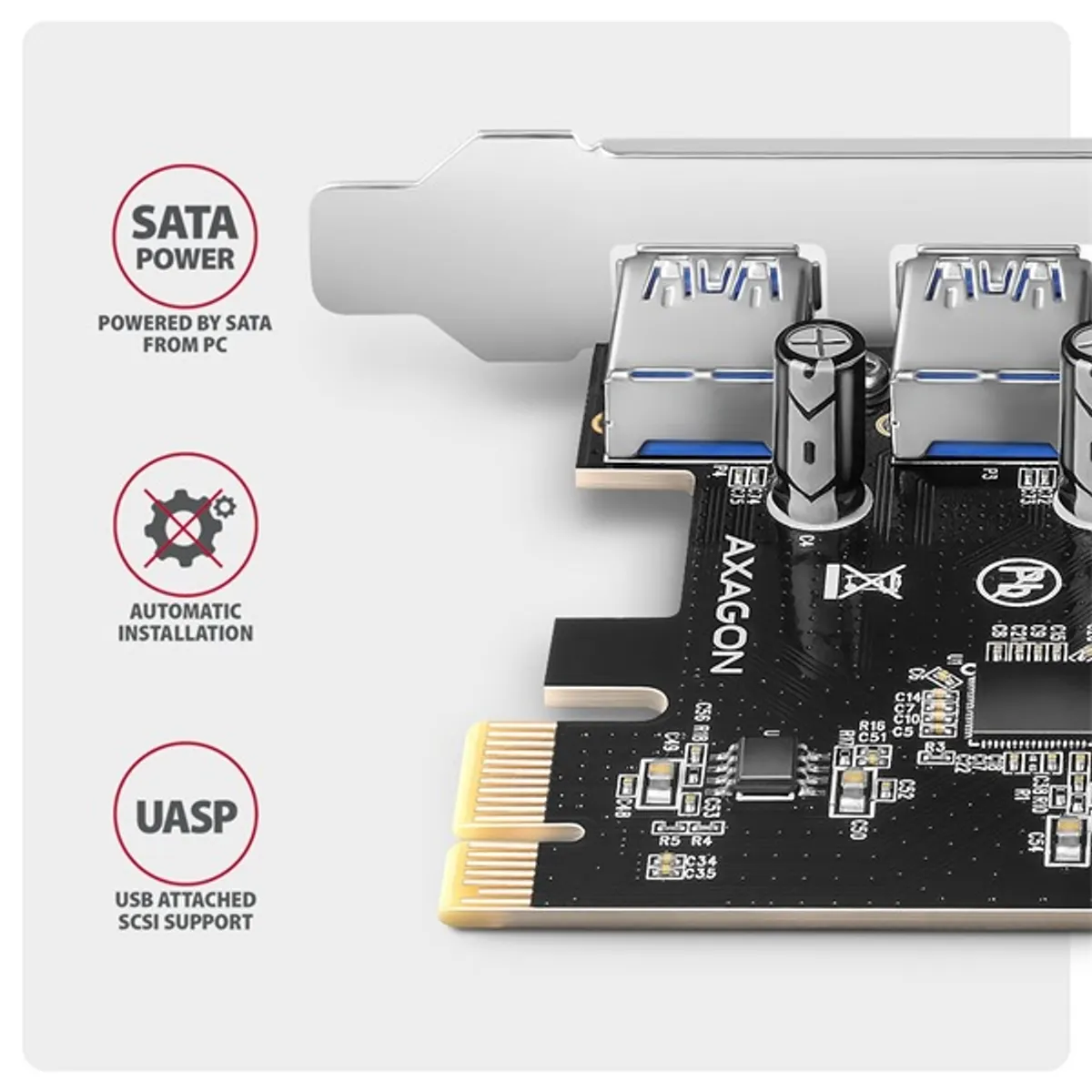 Axagon PCEU-430RS 4x USB-A 5Gbps port PCI-Express kártya #4