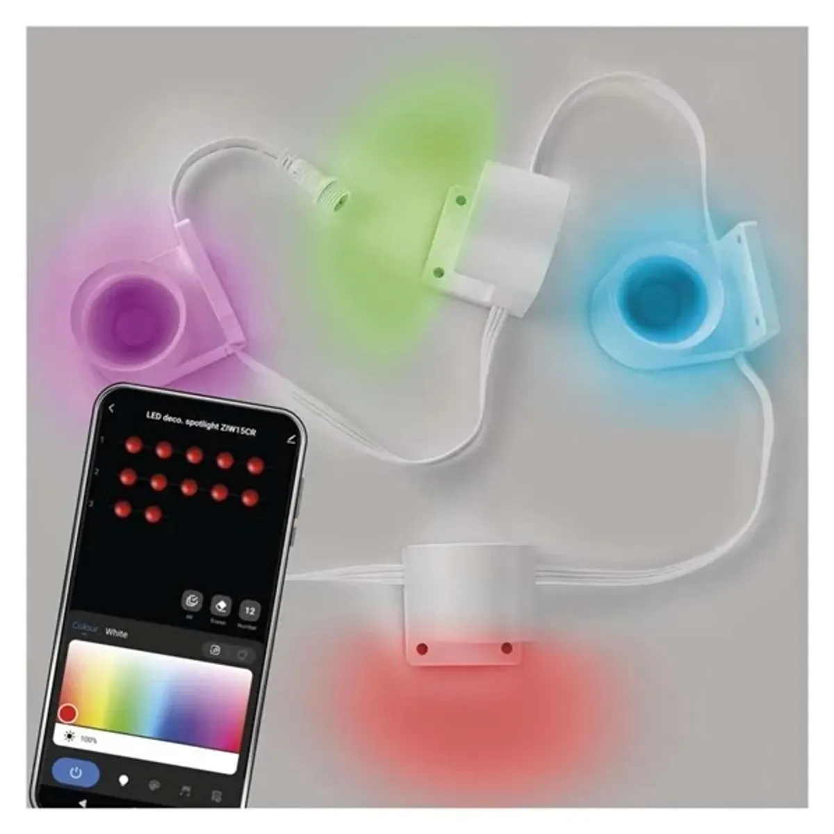 Emos GoSmart 85 cm-es lánc, 4 rész, 7 W, RGBIC+CCT, dimmelhető, WiFi LED reflektor #2