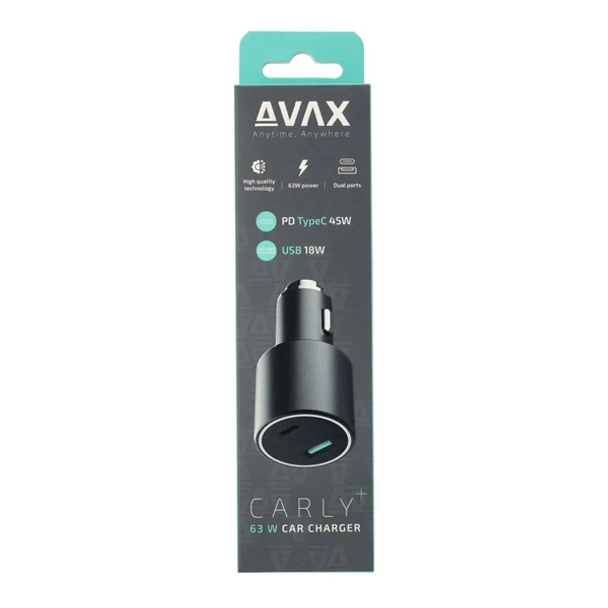 AVAX CC663B CARLY+ 63W Autós töltő USB A (QC)+Type C (PD), fekete #4