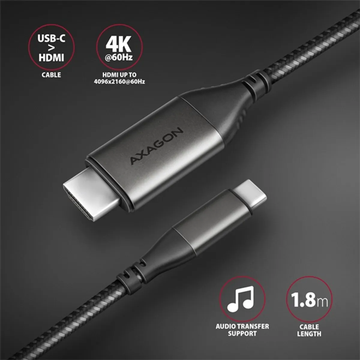 Axagon RVC-HI2MC USB-C - HDMI 2.0 kábel #2