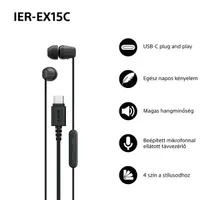 Sony IEREX15CB.CE7 USB Type-C vezetékes mikrofonos fekete fülhallgató #2