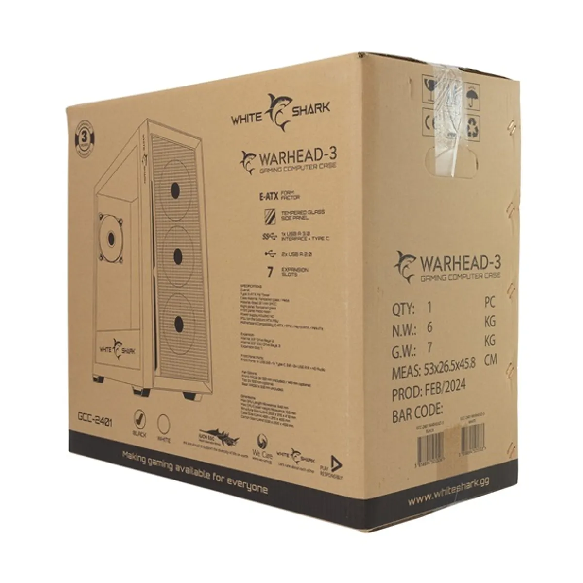 White Shark GCC-2401B Warhead fekete (táp nélküli switch) ablakos E-ATX ház #7