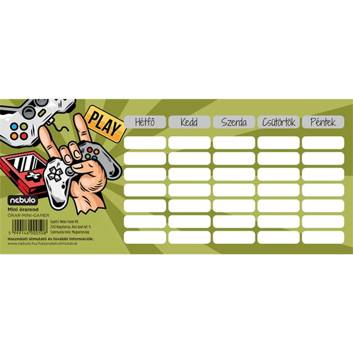 Nebulo Gamer mini órarend #3