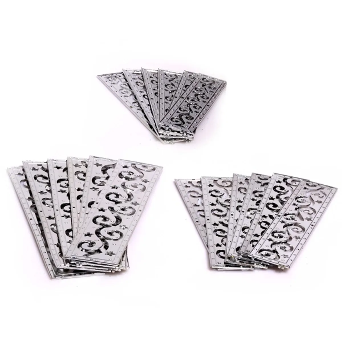 Iris Doboz alakú /1db 20cm, 1db 25cm, 1db 30cm/ kék-ezüst fémdoboz műanyag masnival dekor szett #3