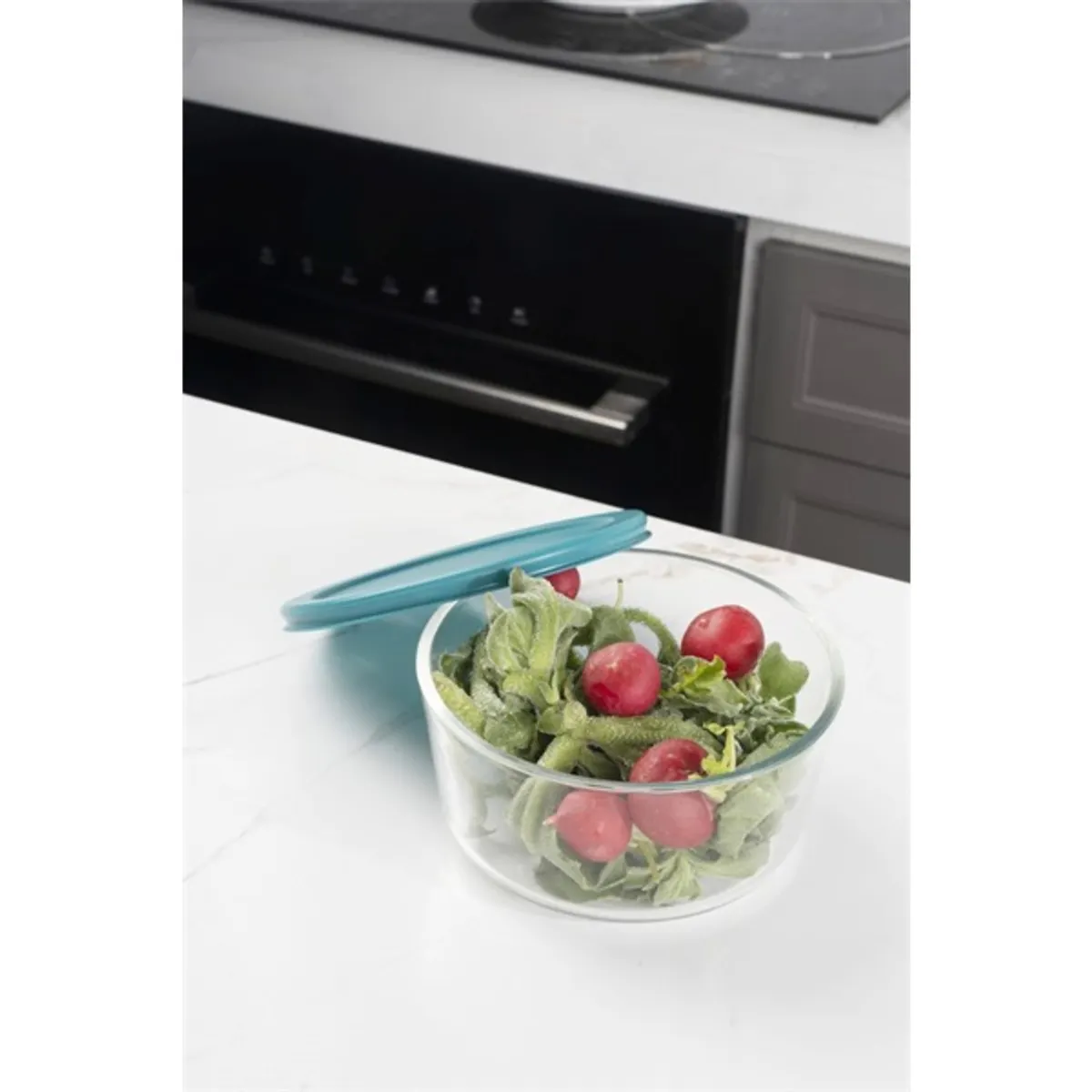 TOO KT-91 üveg 472 ml-es hőálló kerek ételtároló műanyag tetővel #1