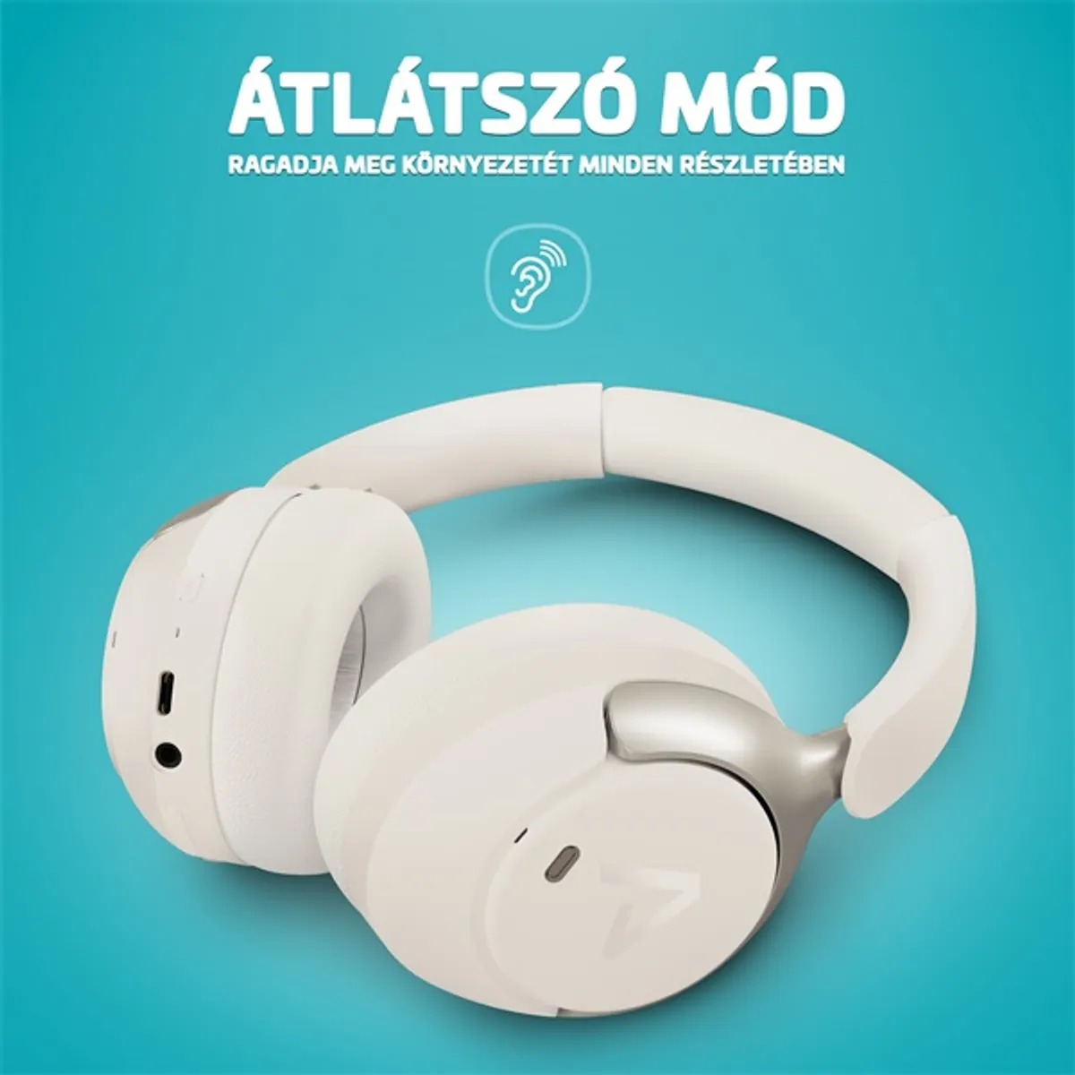 LAMAX HighComfort2 ANC aktív zajszűrős Bluetooth fehér fejhallgató #10