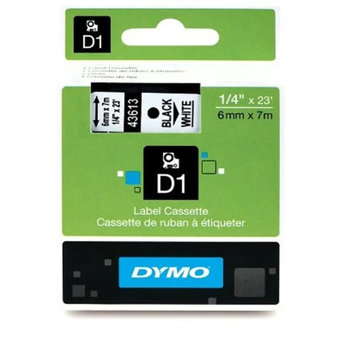 Dymo D1 6mmx7m fekete/fehér feliratozógép szalag #1