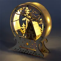 Iris Félkör keretes karácsonyi ház 15x18x4,5cm/meleg fehér LED-es fa fénydekoráció #2