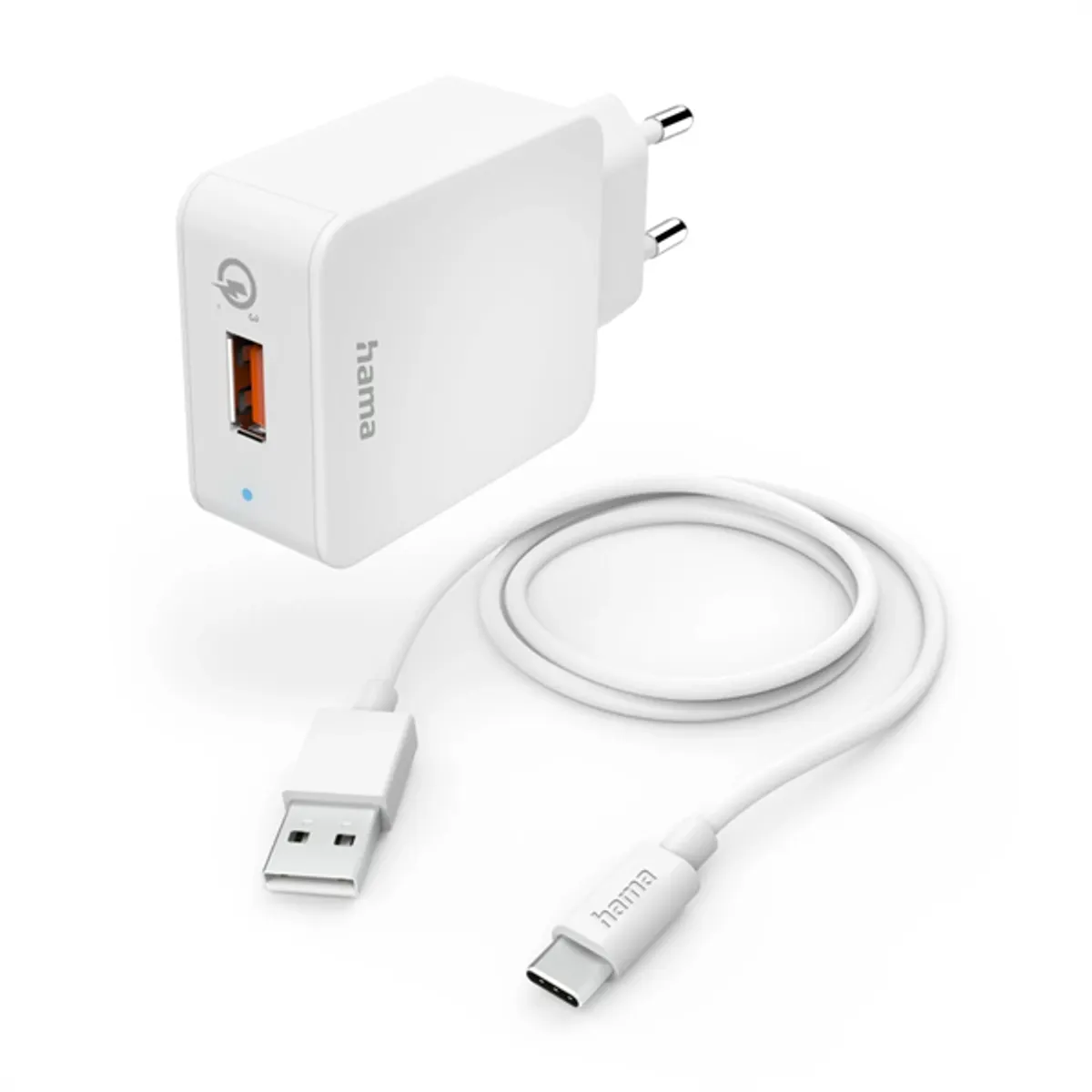 Hama 00201626 "QC 3.0" USB -Type-C kábellel (19,5w), fehér fic e3 hálózati töltő szett #1