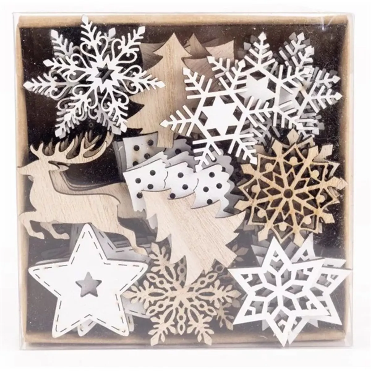 IRIS fa karácsonyi dekor szettben, 72 darabos, natúr és fehér 4 cm #1