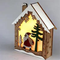 Iris Faház alakú Télapó mintás/18,5x21cm/meleg fehér LED-es fa fénydekoráció #2