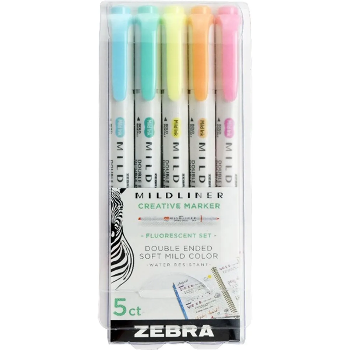 Zebra Mildliner Fluorescent 5db-os kettős végű szövegkiemelő készlet #1